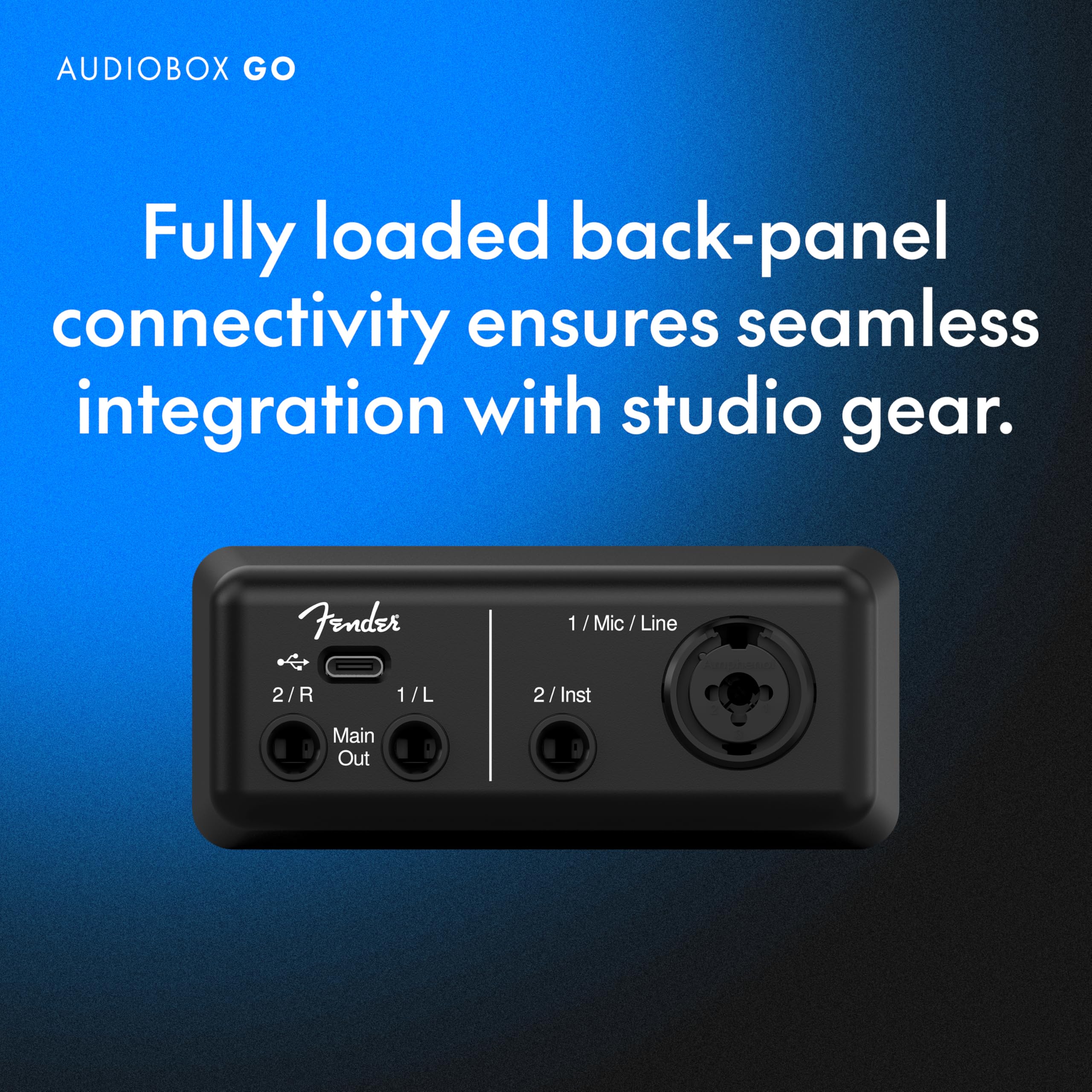 Fender Audiobox Go | Ultrakompakt und Portabel, 2x2, 24-Bit / 96 kHz, USB-C-AufnahmeAudio-Interface. Ideal für Aufnahmen unterwegs oder Desktop-Studios.
