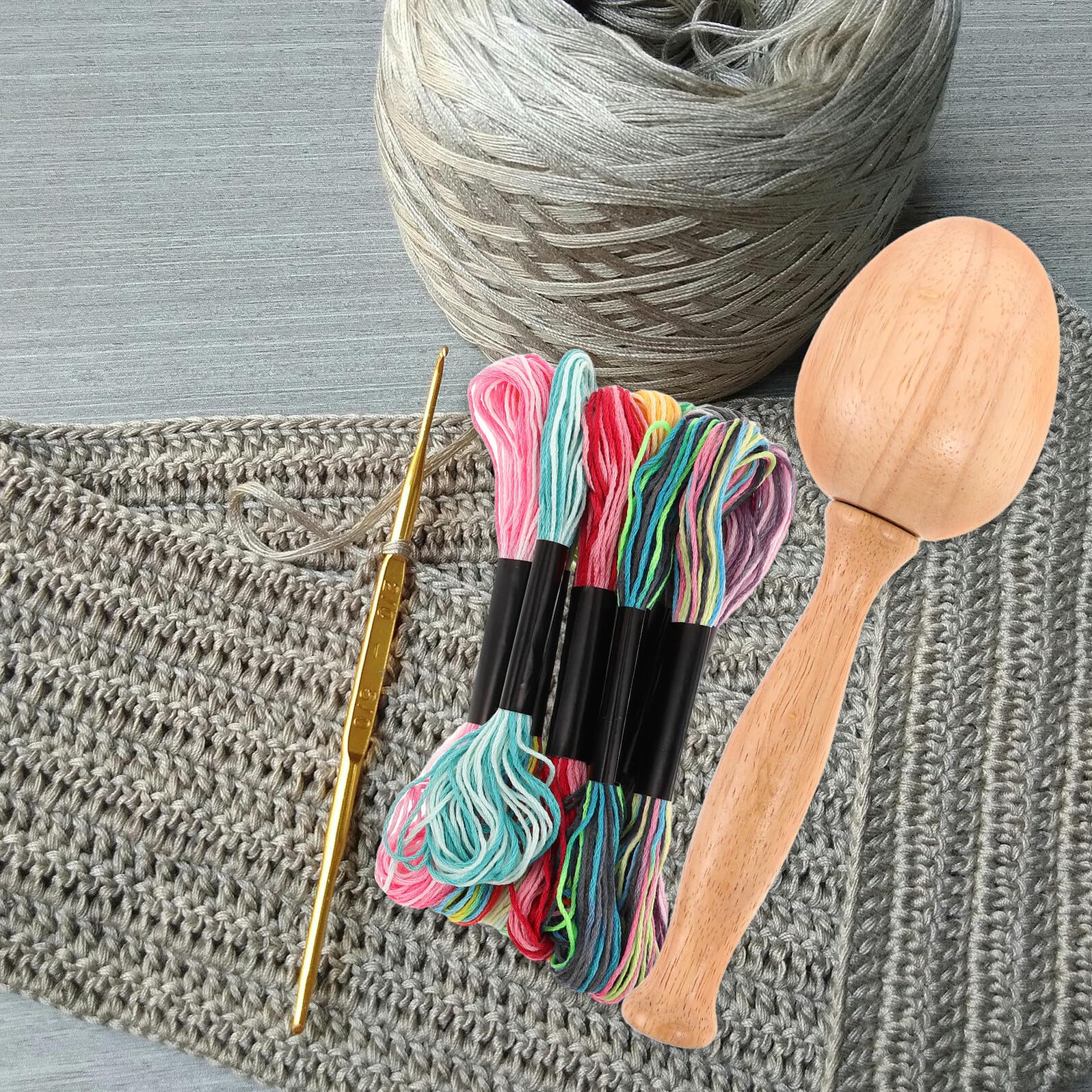 Juego de Herramientas de Crochet en Forma de Huevo, 1 Set | Prendas y Jeans Vaqueros, Madera Plástico Metal, Uso Doméstico Diario y Costura Creativa Color Aleatorio