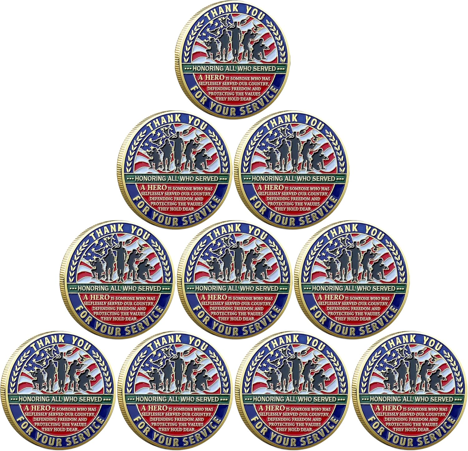 Thank You for Your Service Military Appreciation Challenge Coin (Pack of 10)