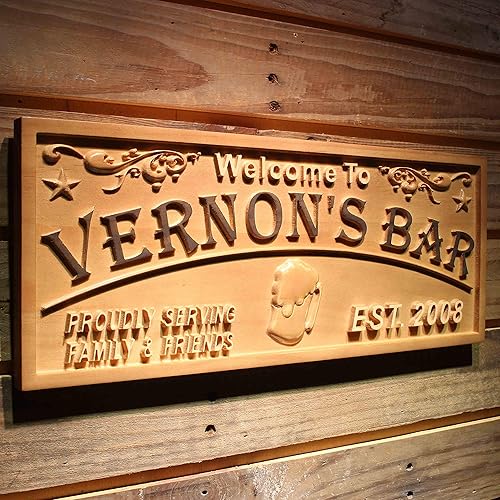 Miniatura 5 de ADVPRO wpa0389 - Letrero de madera grabado en madera con nombre personalizado para el hogar, grande, 26.75 x 10.75 pulgadas