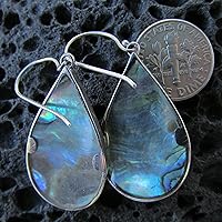 Vista 7 de Manta Ray Wave Earrings Sterling Silver Abalone Shell Pearl