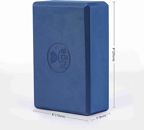 Miniatura 2 de IUGA Bloques de yoga con correa antideslizante de alta densidad de 9 x 6 x 3 pulgadas, bloque de yoga sólido y corcho con correa de yoga para