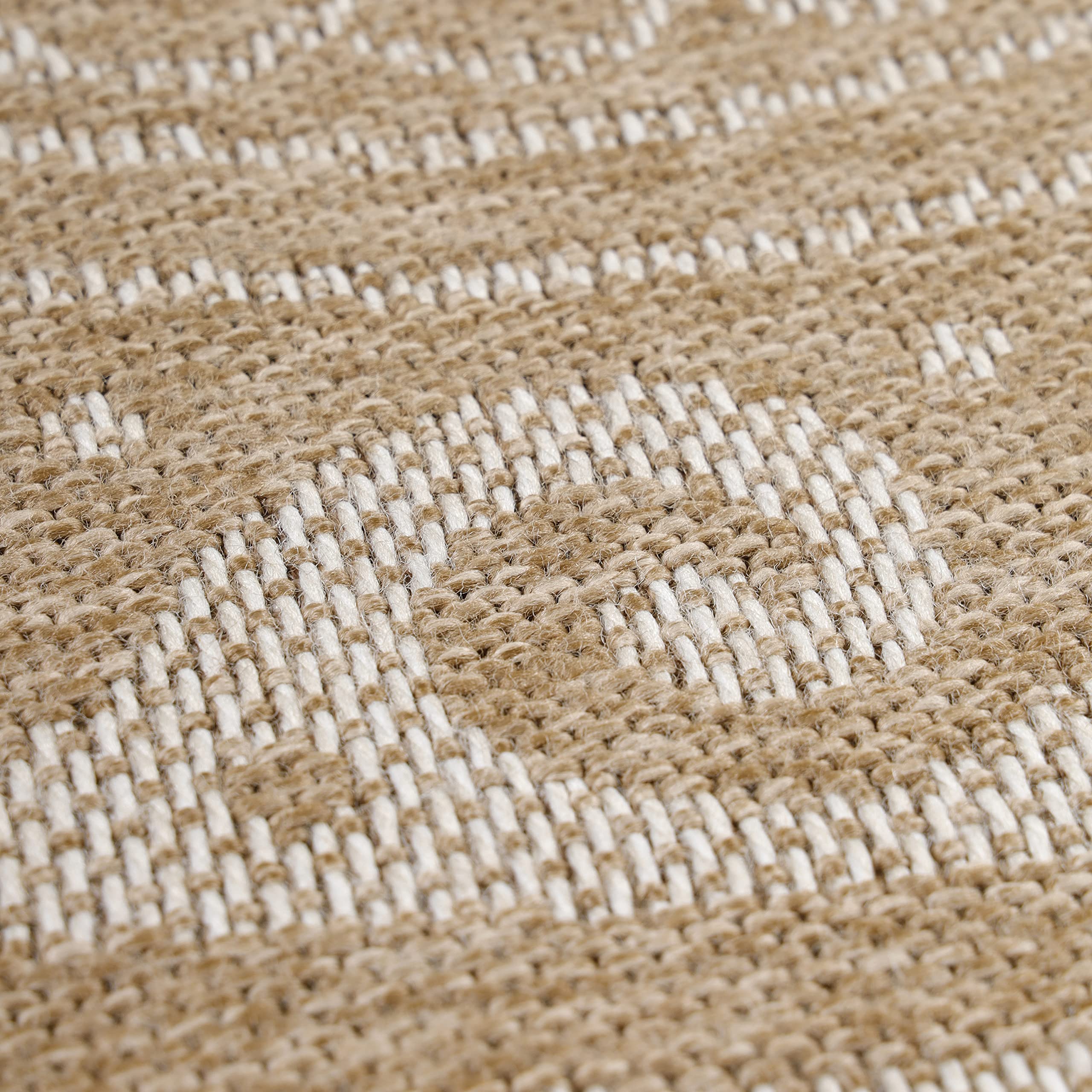 Carpettex Tapis Intérieur & Extérieur Résistant aux Intempéries 200 cm Rond Beige-2 - Tapis de Balcon, Aspect Sisal et Jute Conception d'époque - Tapis Cuisine, Lavable Jardin Camping Patio