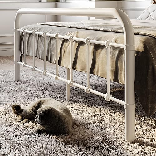 Miniatura 5 de SHA CERLIN Base de cama de tamaño matrimonial con cabecera y estribo de estilo vintage, base de colchón resistente, no necesita somier, fácil