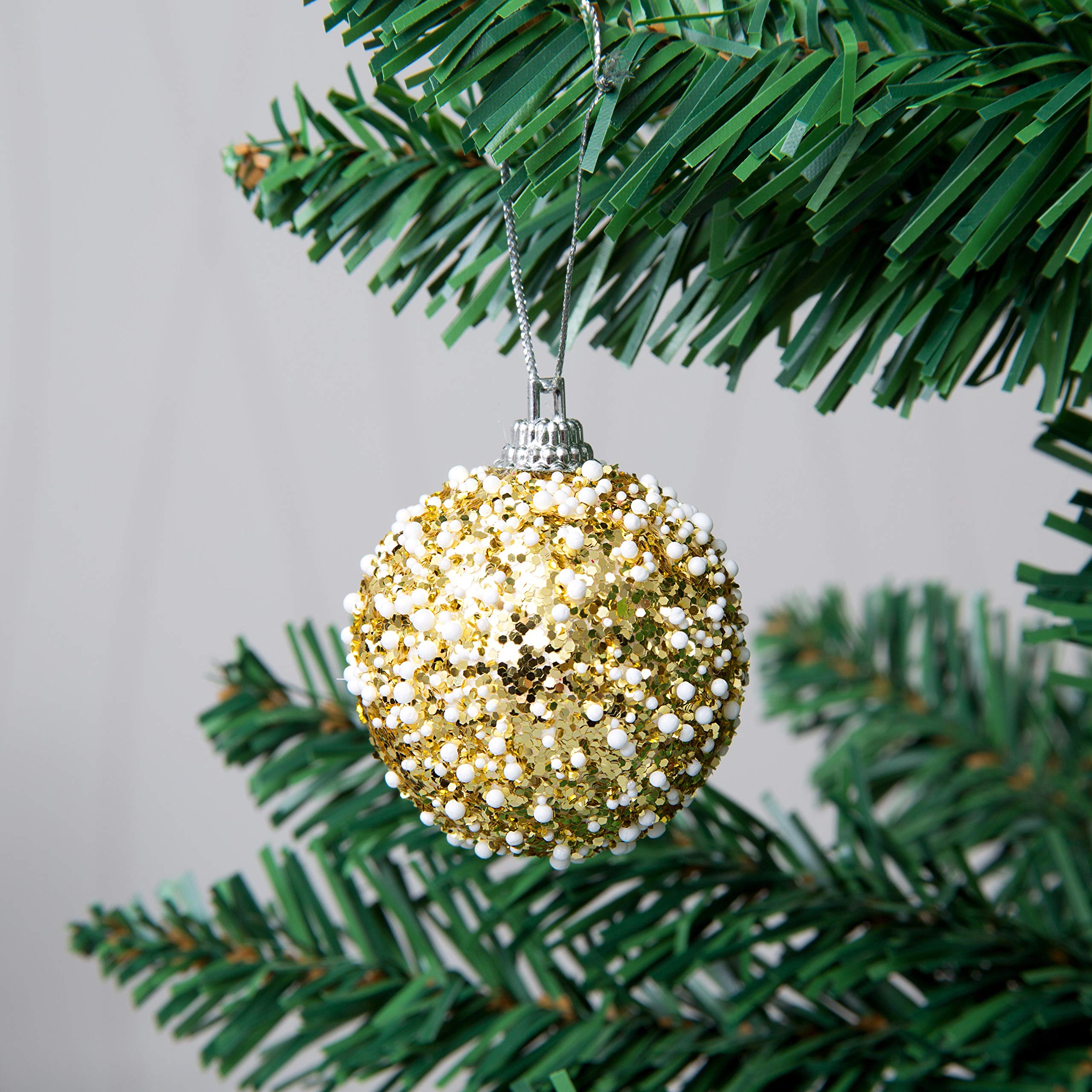 SHATCHI 12 x Christmas Tree Hanging Baubles Soft Foam Glittered Decorated Shatterproof Pendant Ornaments Xmas Tree Table Decorations - Image 4
