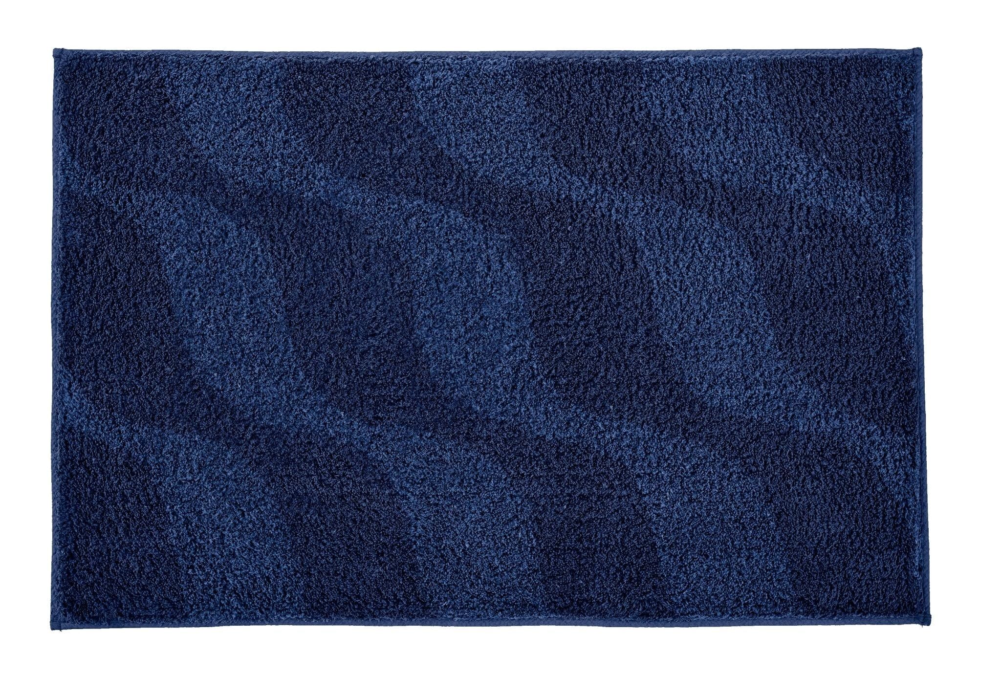 Kleine Wolke Badteppich ONDA Navy 60 x 90 cm | OEKO-TEX zertifiziert, rutschhemmende Unterseite, für Fußbodenheizung, maschinenwaschbar, 100% Polyacryl