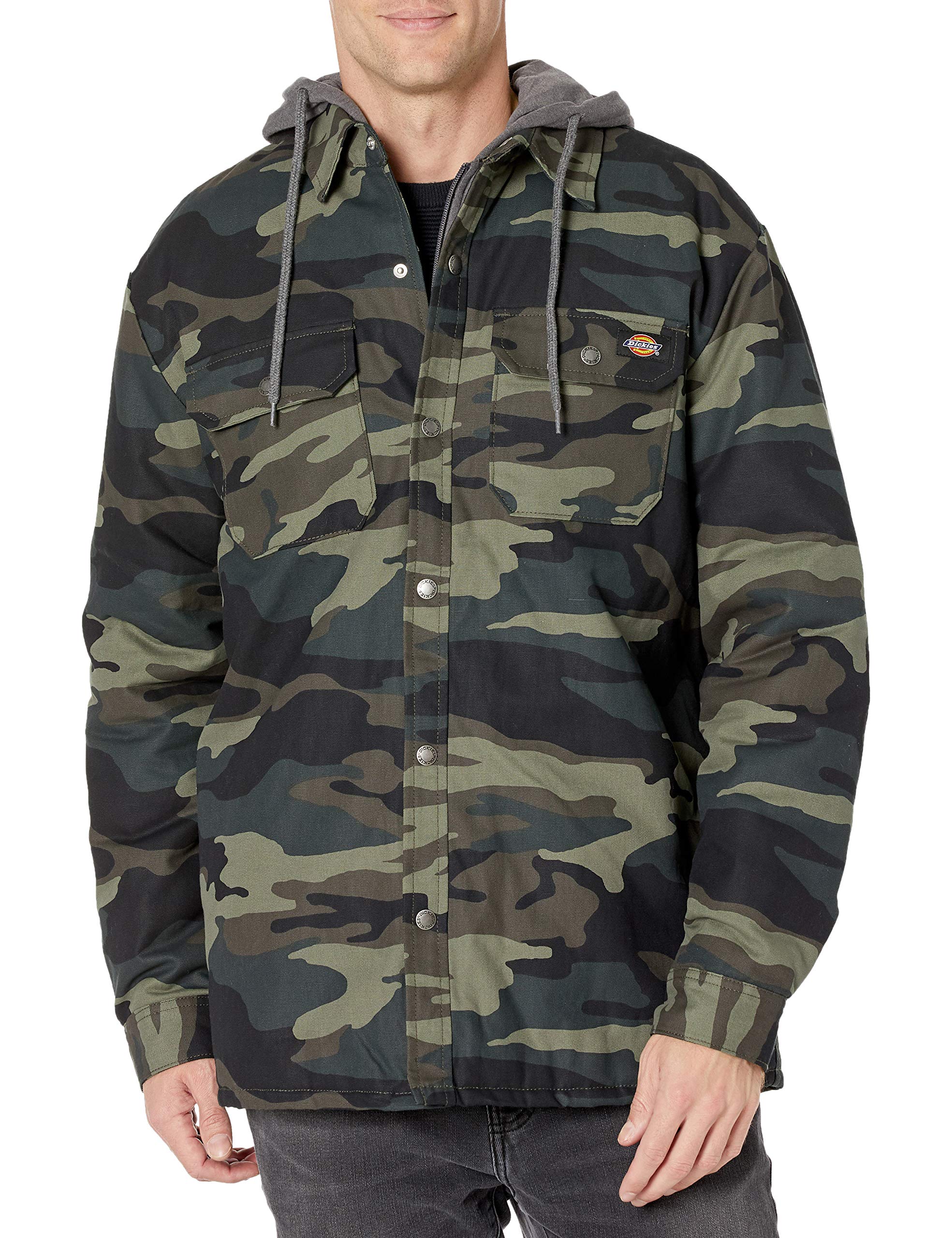 Men's Fleece Hooded Duck Shirt Jacket With Hydroshield Work Utility Outerwear