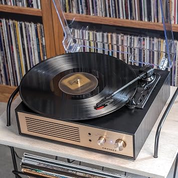 Crosley CR6045A-BK Miles 3-Speed Bluetooth in/Out Record Player Turntable with Built-in Speakers, Black