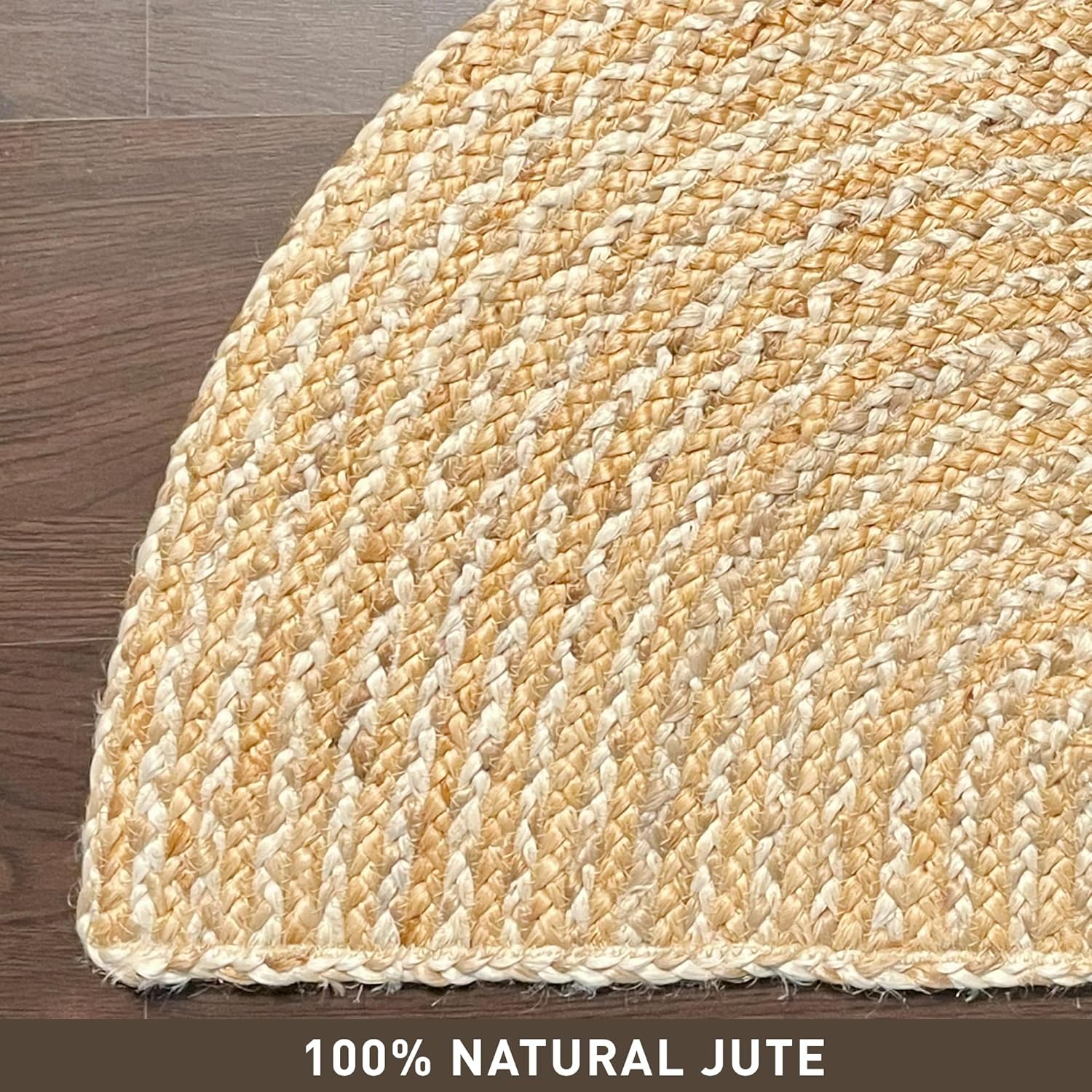 Chardin home Hand Woven Natural Jute Braided Rug -18x30 Inch Half Round | Vintage Boho Reversible Doormat for Entryway, Front Door | Farmhouse Natural Fiber Rugs for Bedroom, Kitchen, Living Room