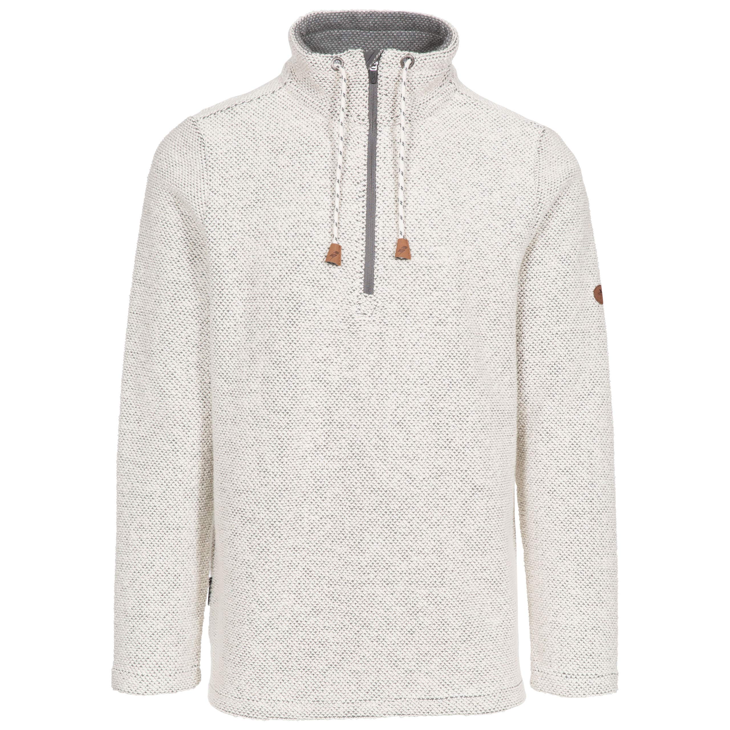 Trespass Men's Off-White Casual Sweatshirt Falmouthfloss - Textured Knit Jumper, Half Zip Collar Casual Top, Long Sleeve Pullover Sweater With Collar Drawcord