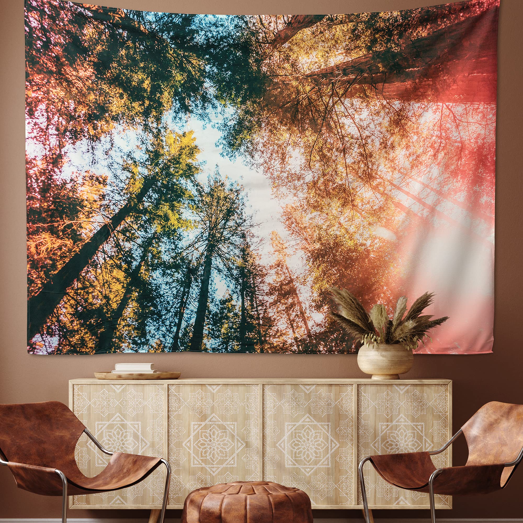 Wandtapijt Opknoping,Zee Strand Tapijt Zeezicht Planten Wandkleden Polyester Muur Kunst Muur Decor Voor Versieren Woonkamer, Appartement, Badkamer, Kamer, Slaapzaal, 59.1X59.1Inch