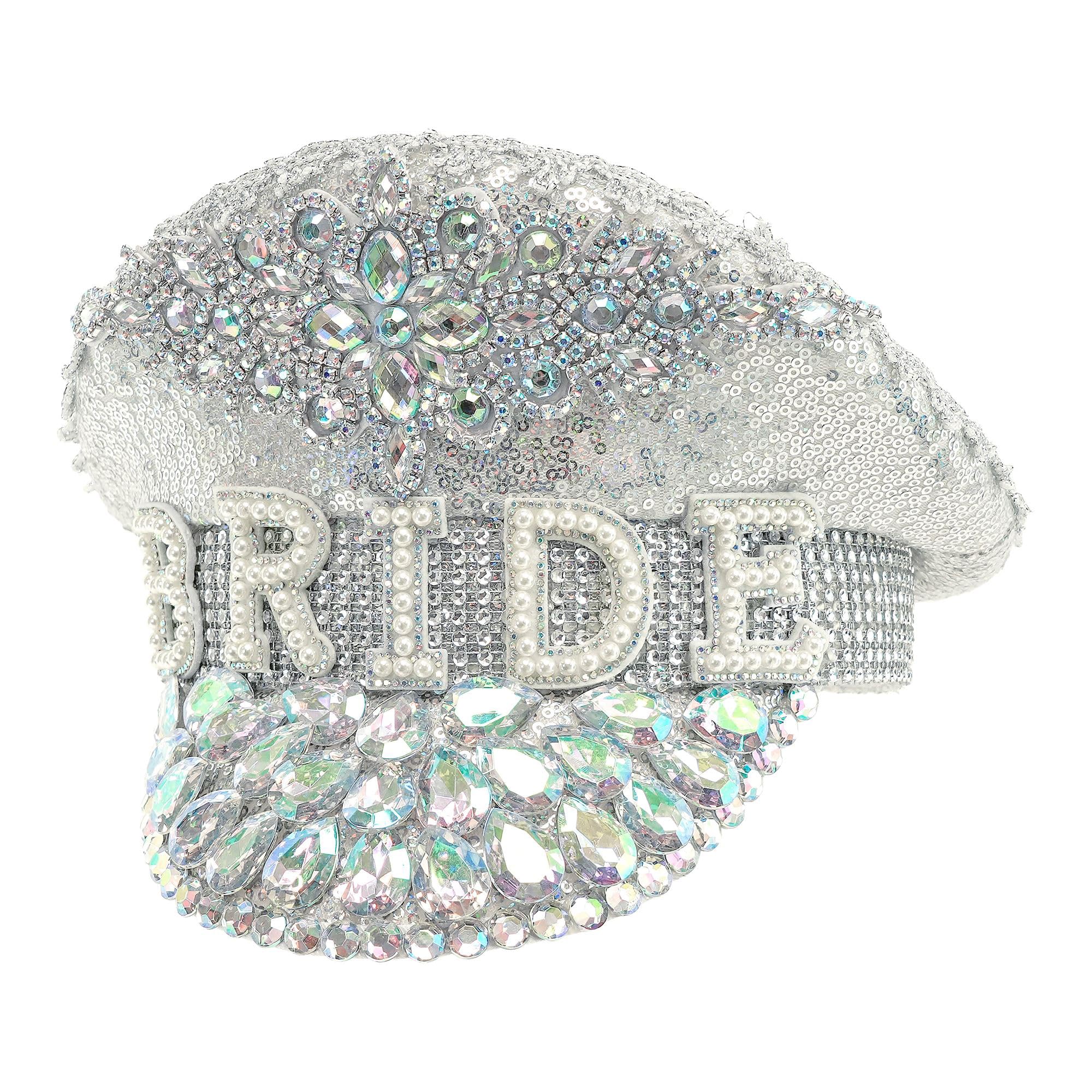 W WIDMANN MILANO Party Fashion - Bride Silver Diamante Hat Bride Hat Festival Hen Night