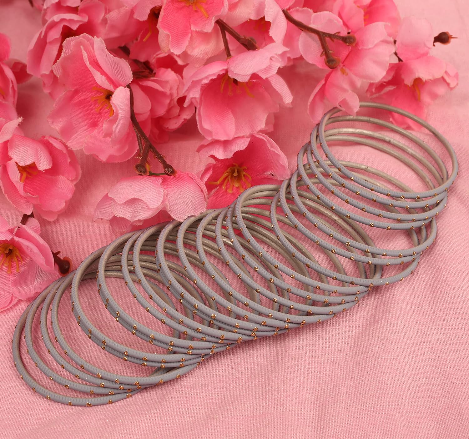 Touchstone Colorful Bangle Collection Indian Bollywood Exclusive Golden Glaze Exotic Textured Colorful Designer Jewelry Bangle Bracelets Set of 24 for Women. - Image 3