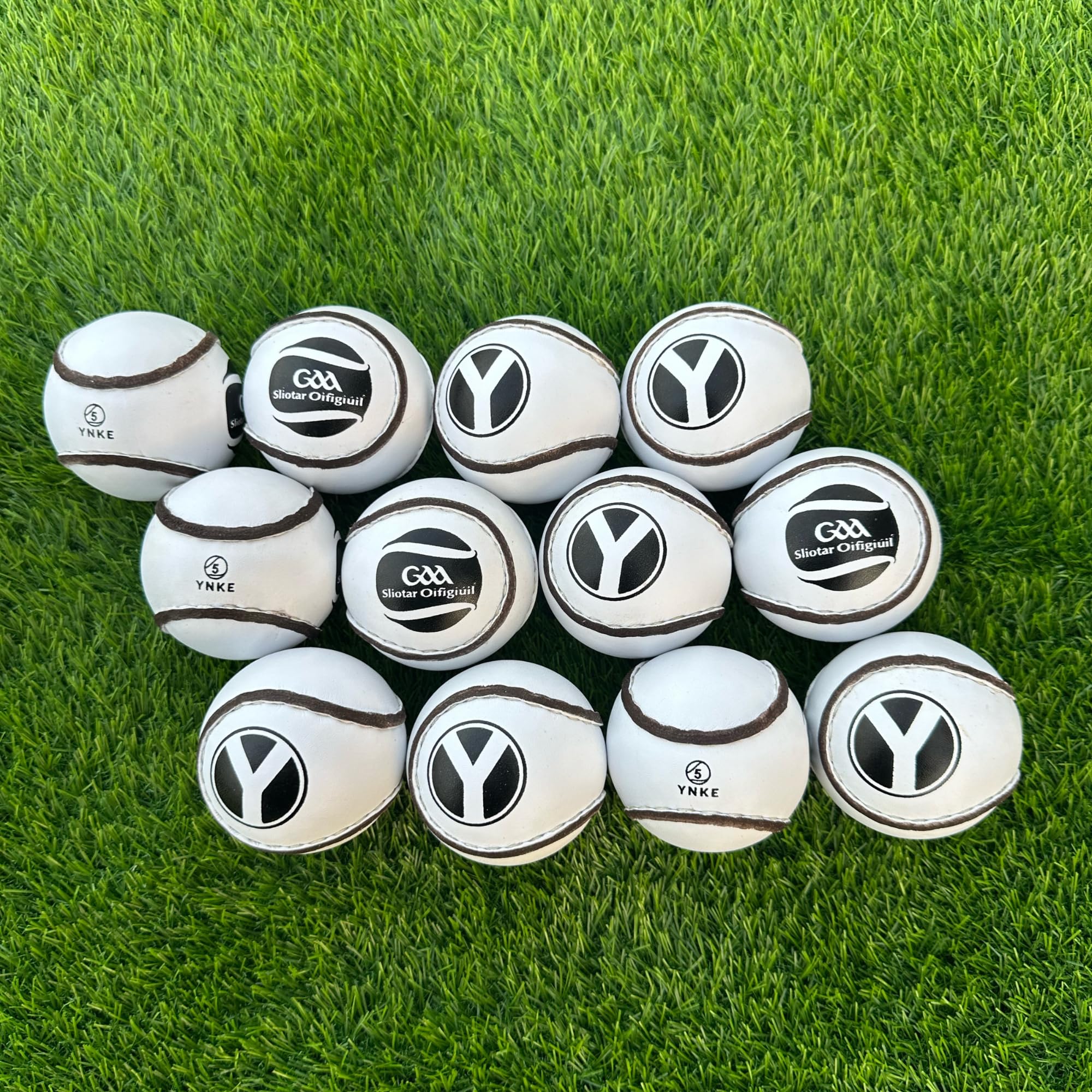 YNKE Hurling Balls Sliotars GAA Official Size 5 Balls CLG Logo (12 sliotar) (Yellow)