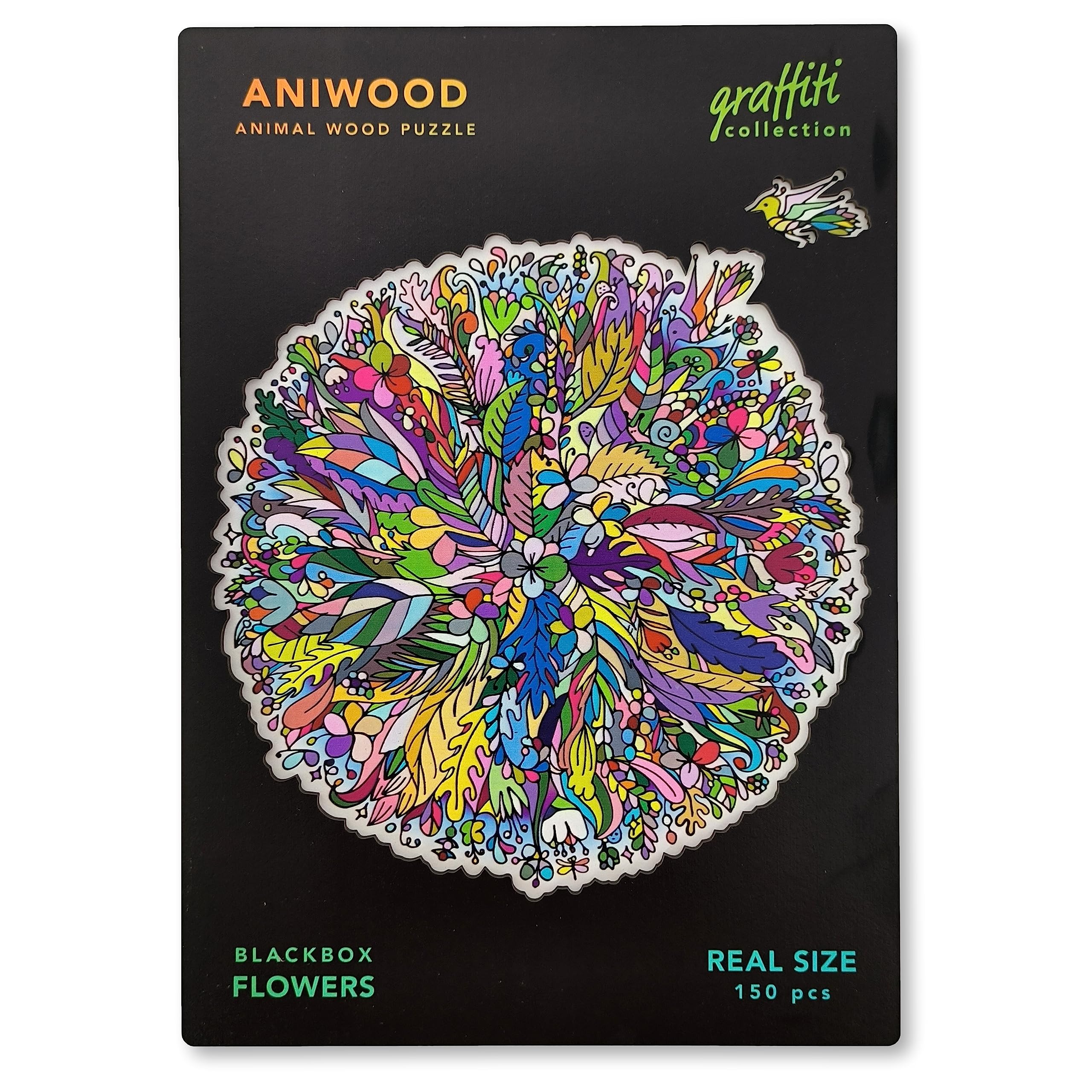 ANIWOOD Puzzle de Madera de Animales. Tapa troquelada, Caja a tamaño Real del Puzzle. 3 Modos de dificultad, Elemento Decorativo. Piezas únicas Originales de Animales (Medium, Caballito de Mar) — view 10