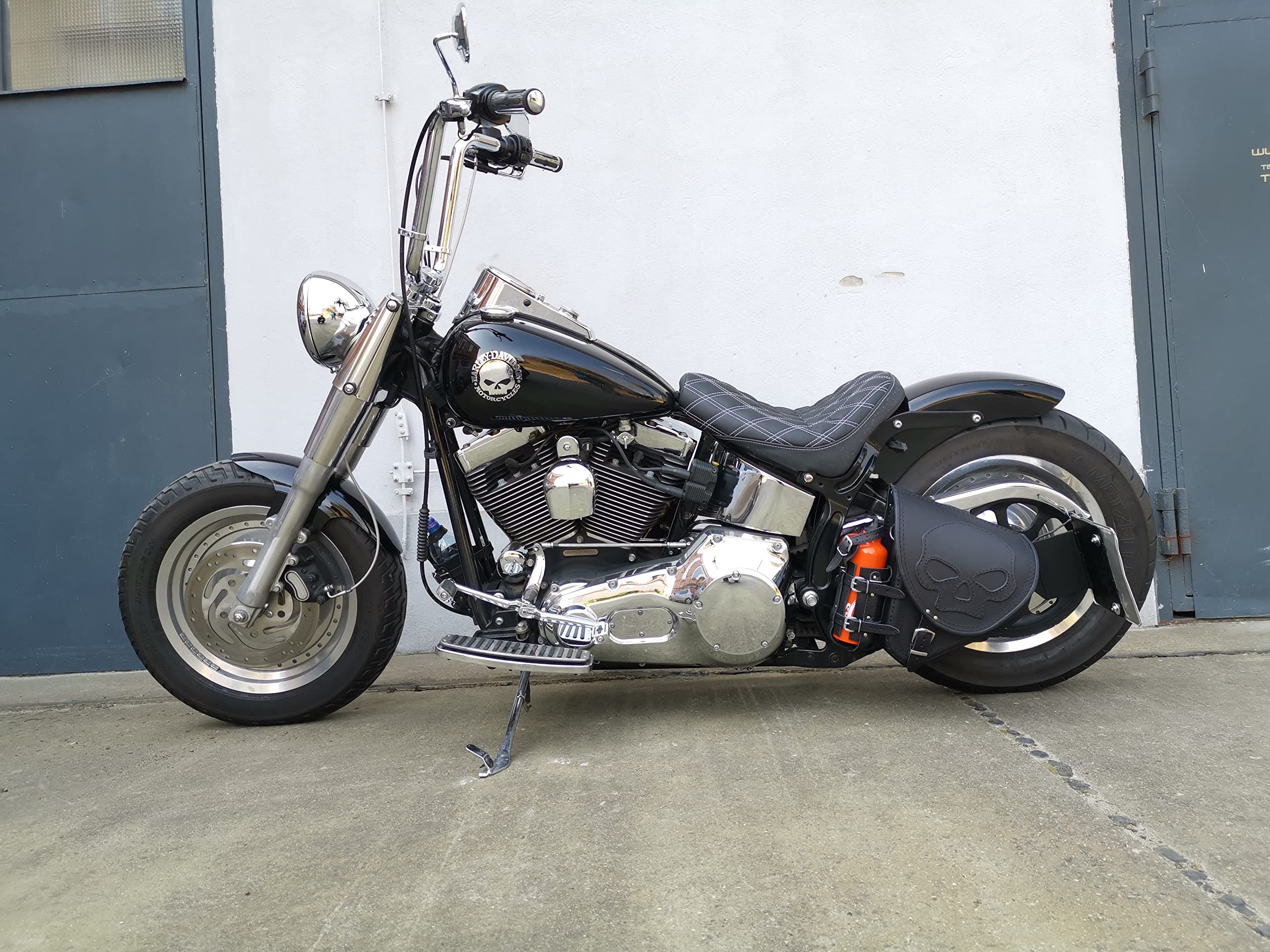 Sacoche Diablo Skull de Compatible avec Harley Davidson Softail Compatible avec Fatboy Heritage Starrahmen 2018