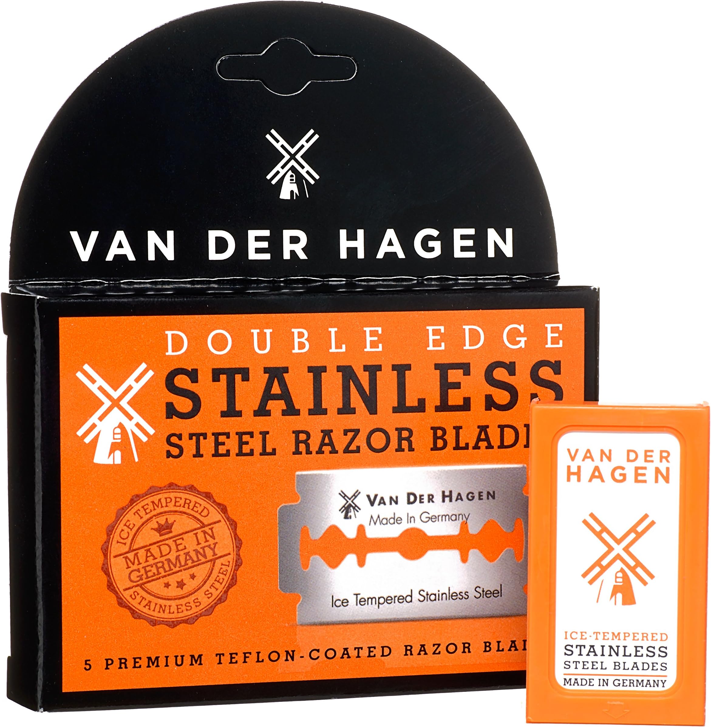 VAN DER HAGENStainless Steel Double Edge Razor Blades, 5 Count (Pack of 3)