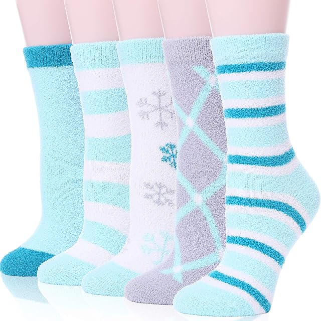 EBMORE Womens Fluffy Socks Slipper Cosy Bed Soft Plush Warm Winter Cabin Christmas Gift Stocking Stuffers Ladies Fuzzy Socks