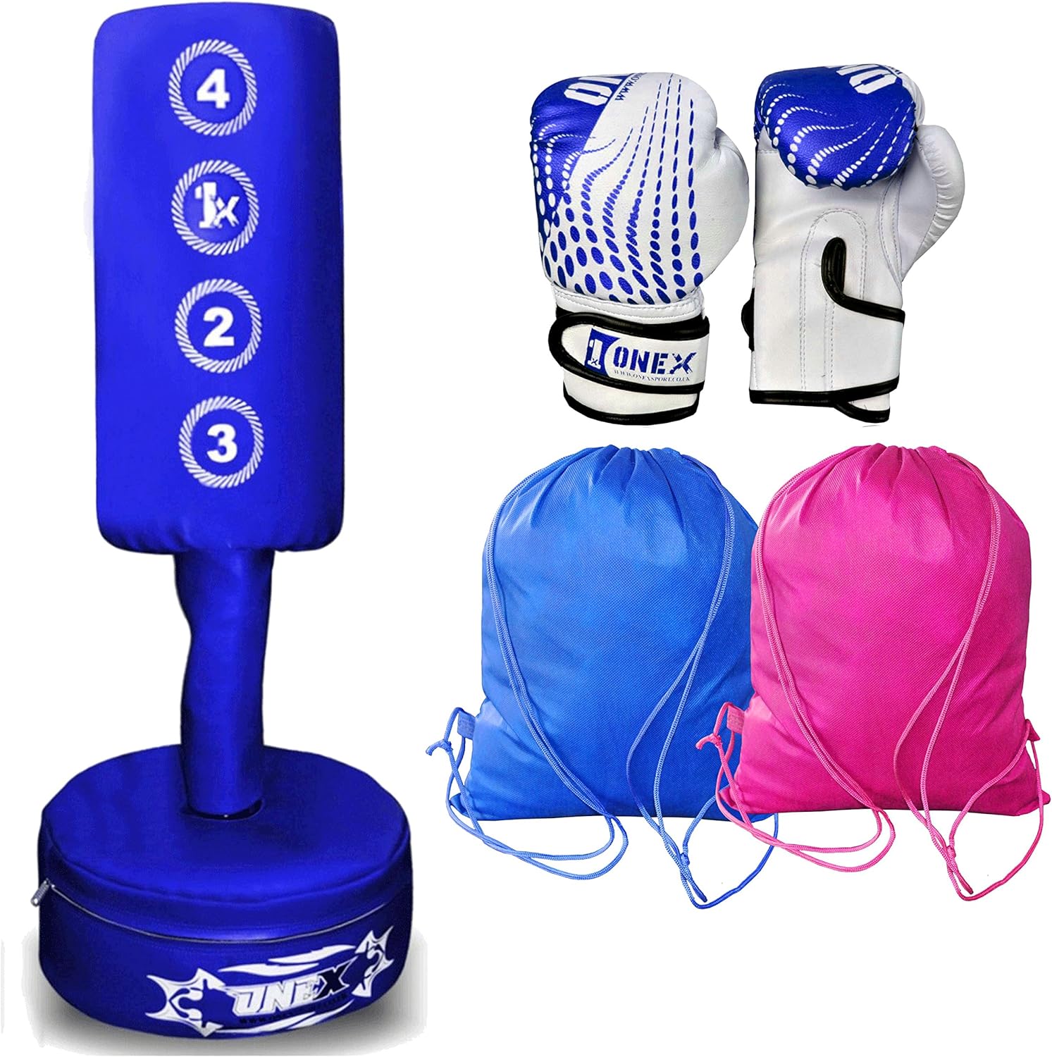 ONEX Kids/Junior Boxing FREE STANDING Blue Punch Bag Set Toddler