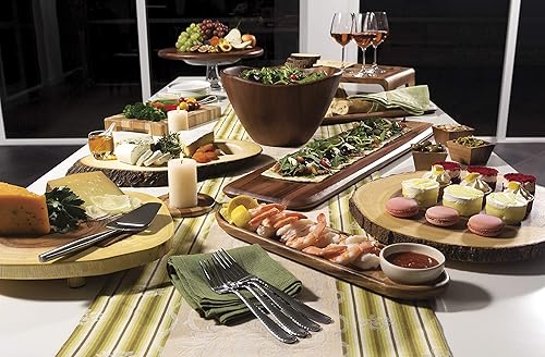 Vista 5 de Lipper International Tabla de cortar y servir de madera de acacia con cuenco de inmersión de cerámica