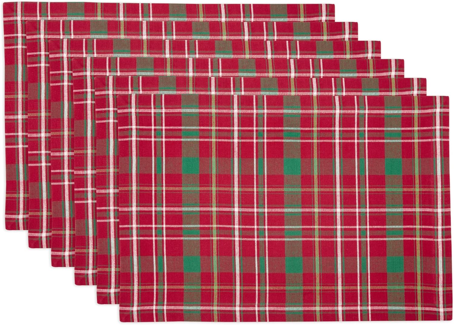 DII Christmas Table Décor Holiday Season Placemat Set, Tabletop Decoration, 13x19, Christmas Plaid, 6 Count