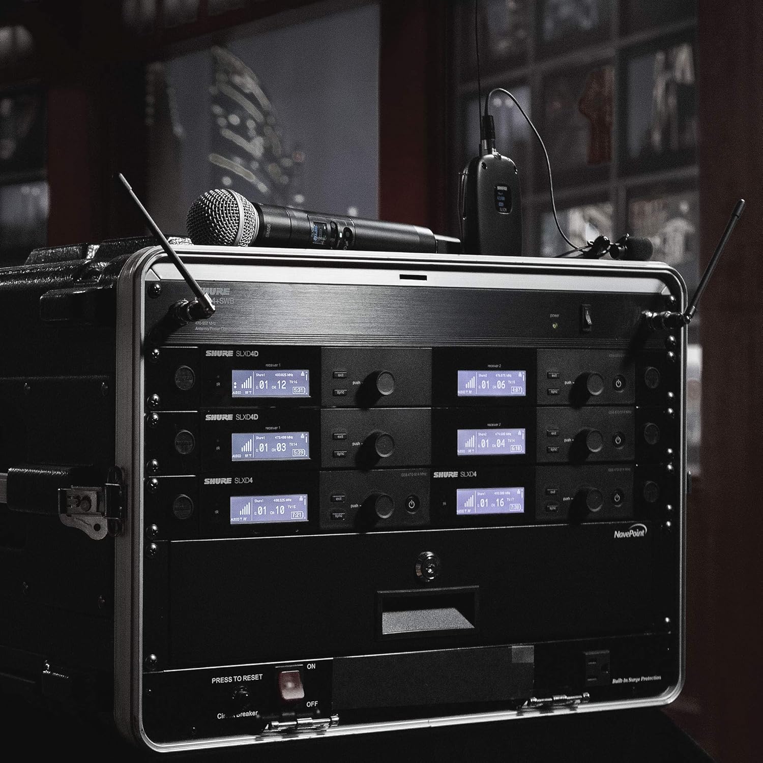 Shure SLXD24D/SM58 Dual Channel Digital Wireless Microphone System - Includes Two SLXD2 Handheld Transmitters with SM58 Vocal Mic Capsules, SLXD4D Rack Mount Receiver | H55 Band (SLXD24D/SM58-H55)