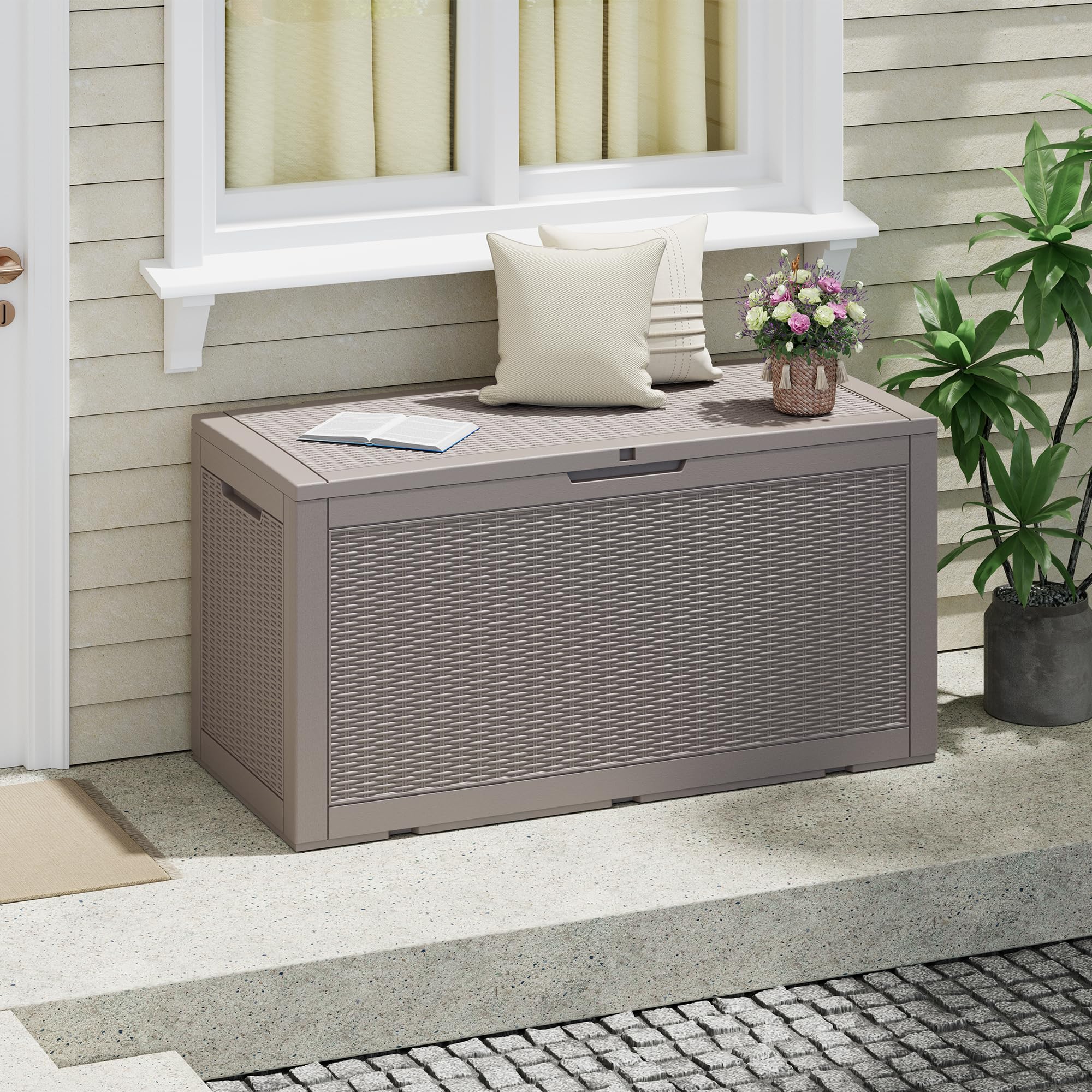 Outdoor Storage Box Waterproof, 100 Gallon Deck Box For Patio Storage