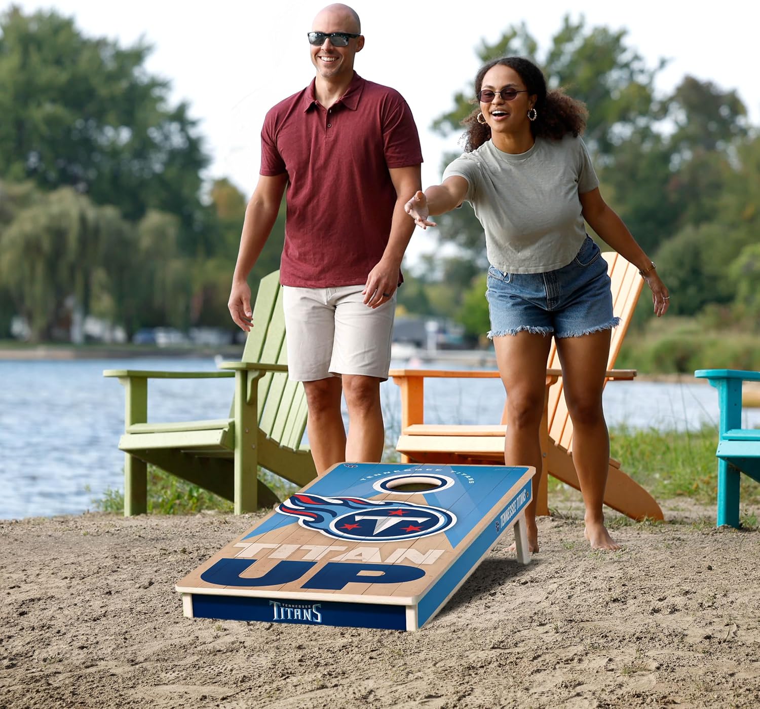 YouTheFan NFL 2' x 4' Slogan Series Professional Wood Cornhole Game with Logo Bags