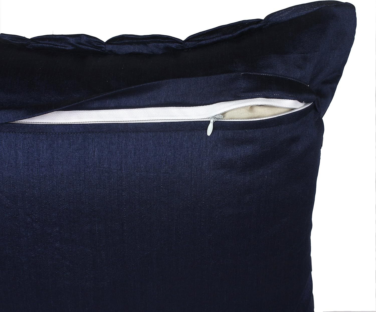 The White Petals Set of 2 Navy Blue Pillow Covers, Ruched, Textured (Solid Dark Blue, 16x16 inches)