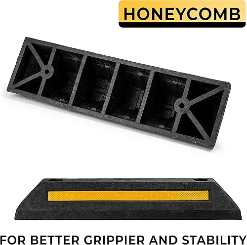 Miniatura 6 de ZONETECH Guía de aparcamiento de goma resistente, 2 piezas de tope de rueda de garaje duradero de calidad premium para estacionamiento de grado