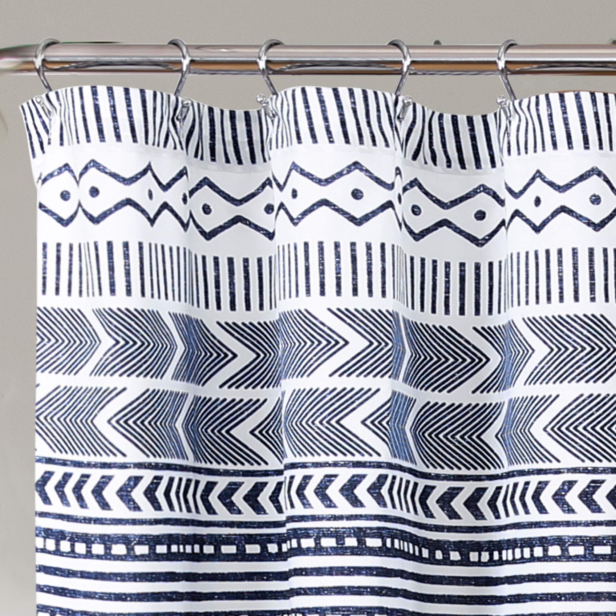 Lush Decor Hygge Geo Shower Curtain, 72" x 72", Navy and White, Navy & White, W 72" x L 72" (1 Panels) - Image 2