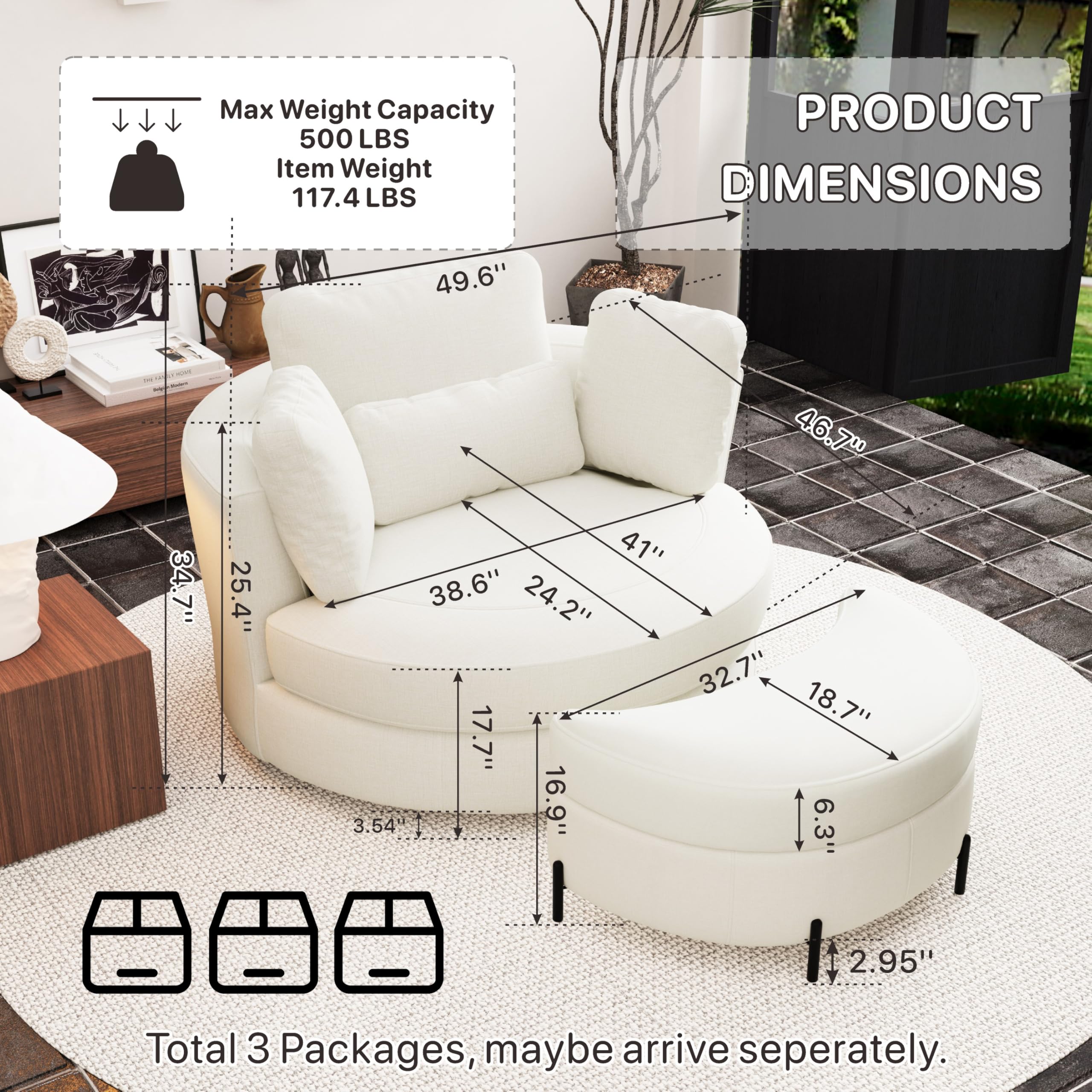 Best Swivel Chair with Ottoman Picks for 2026 2 Aortzio 49.6''W Oversized Swivel Barrel Chair with Storage Ottoman, Chaise Loung — product photo