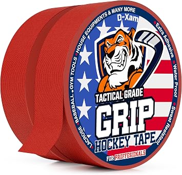 D-Xam Hockey Tape Black Grip Tape 2 Roll Athletic Sports Tape 1inch Multipurpose Cloth Tape for Lacrosse Stick Handles Pullup Bars Tools Fingers Water-Resistan Protect from Scratches Smudges