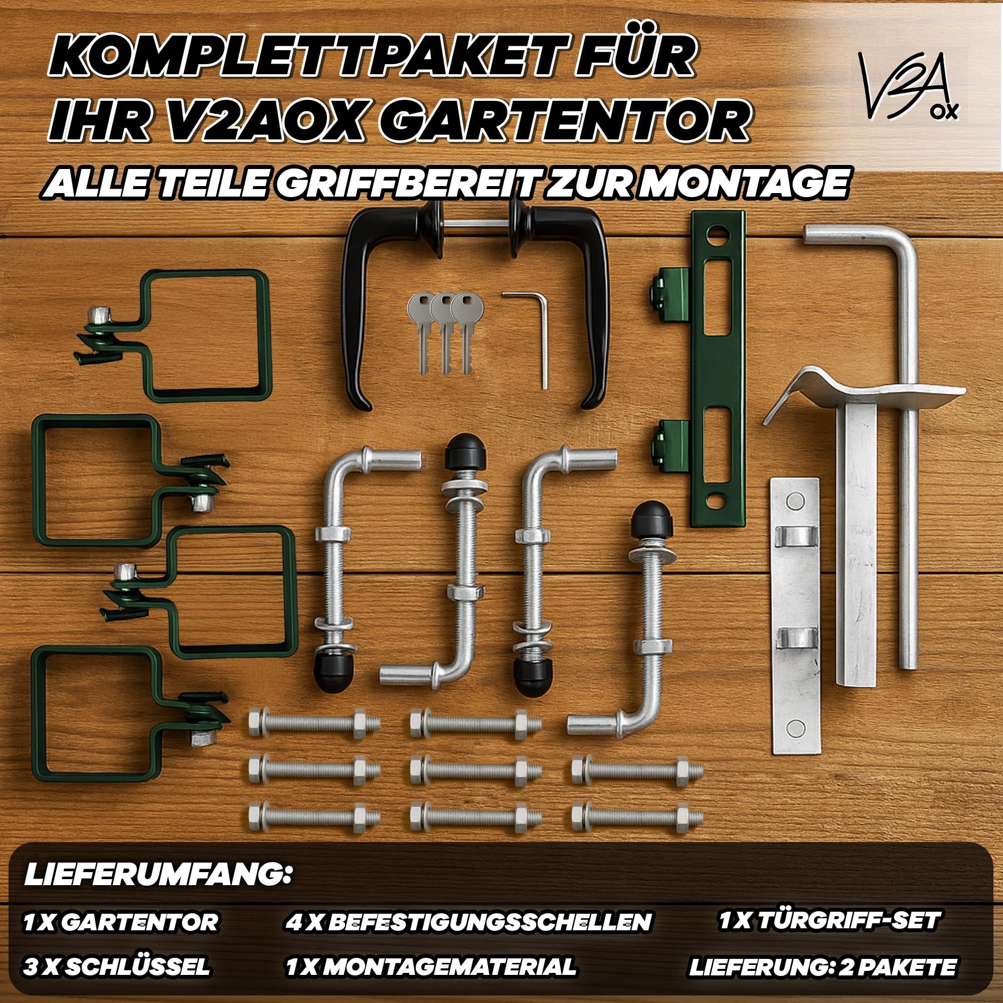 Gartentor Gartentür Zauntür Zauntor Gartenpforte Quadratrohr Anthrazit Grün mit Schloss