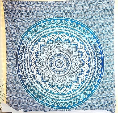 Vista 181 de Popular Handicrafts Tapestry Wall Hanging Hippie Ombre Mandala Bohemian HippyMetallic Shine Intricate Indian Tapestries Bedspread 84 x 90 Inches