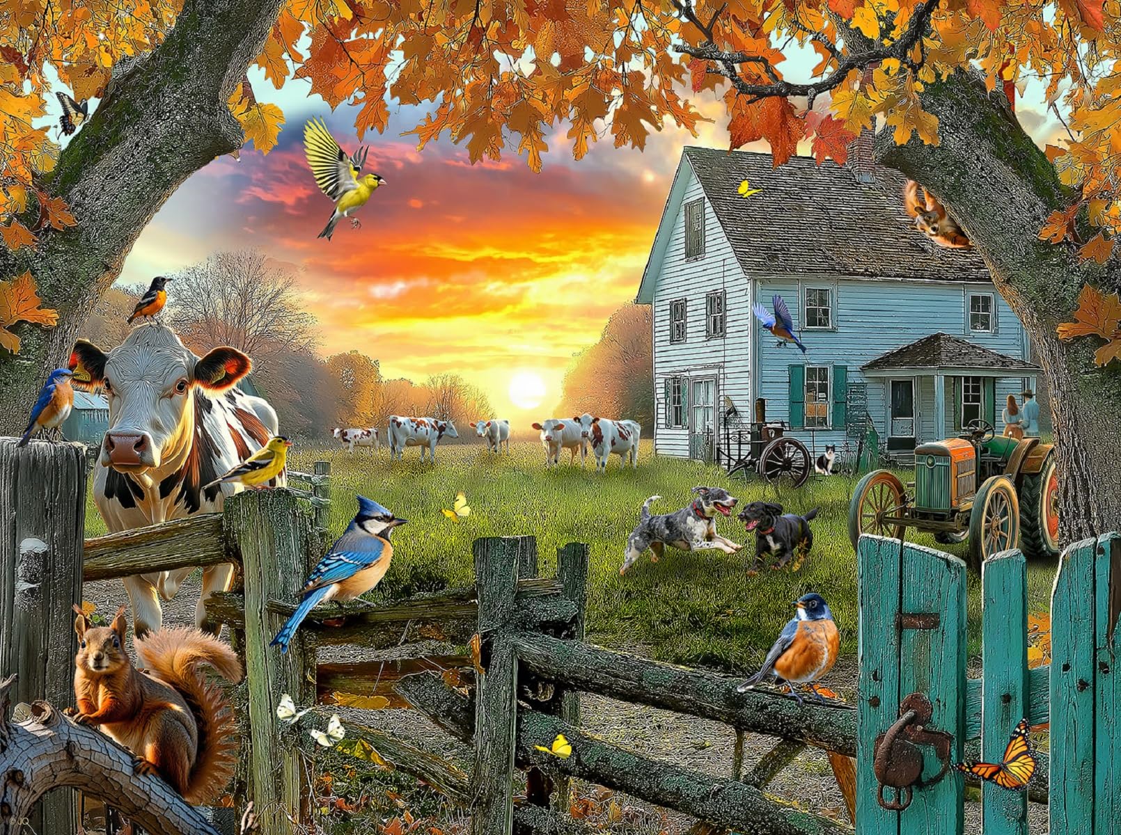Amazon.com: SunsOut Tranquil Farm 1000 piece Jigsaw Puzzle for