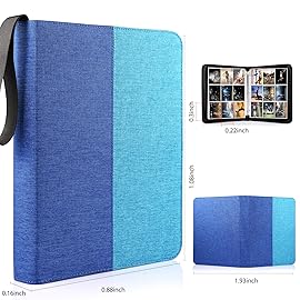 WOT I Trading Card Binder, 900 Pockets Collection Card Binder Sleeves with Polyester Fabric Cover&Zipper, Double Sided Pockets Card Holder Carry Card Case for Standard Size Cards-Mixed Blue