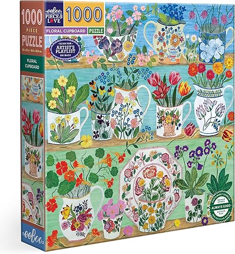 Miniatura 10 de eeBoo Rompecabezas de 1000 piezas, rompecabezas de ramo de verano para adultos, cuadrado de 23 x 23 pulgadas, fabricado con tablero reciclado y