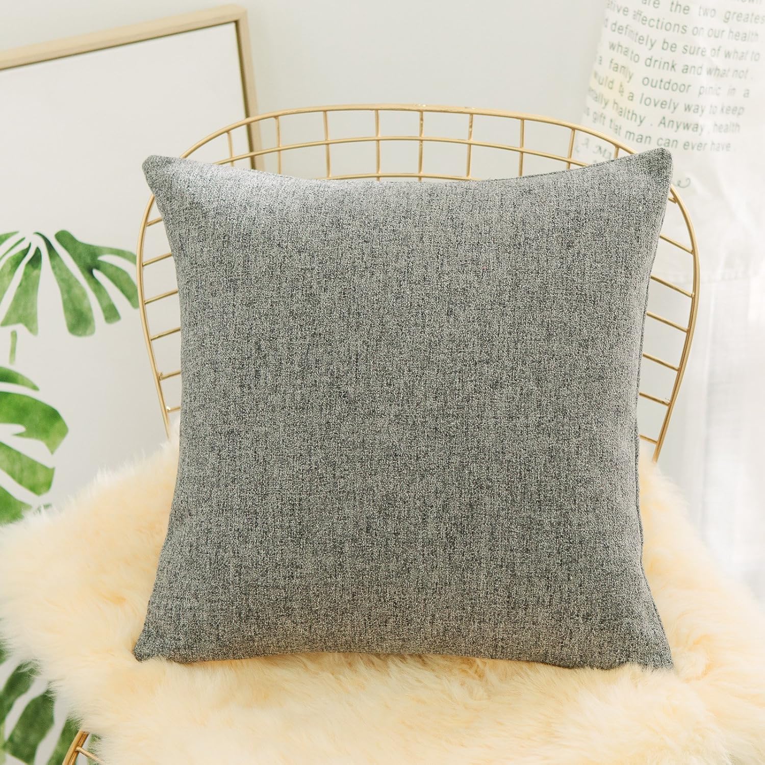 Home Brilliant Euro Pillow Sham Chenille Blend Textured Grey Striped Cushion Cover for Sofa, 26 x 26 inch (66cm), Snowflake Gray