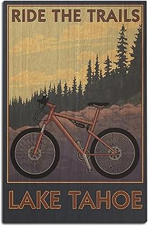 Lake Tahoe, California, Ride the Trails Birch Wood Wall Sign (12x18 Rustic Home Decor, Ready to Hang Art)