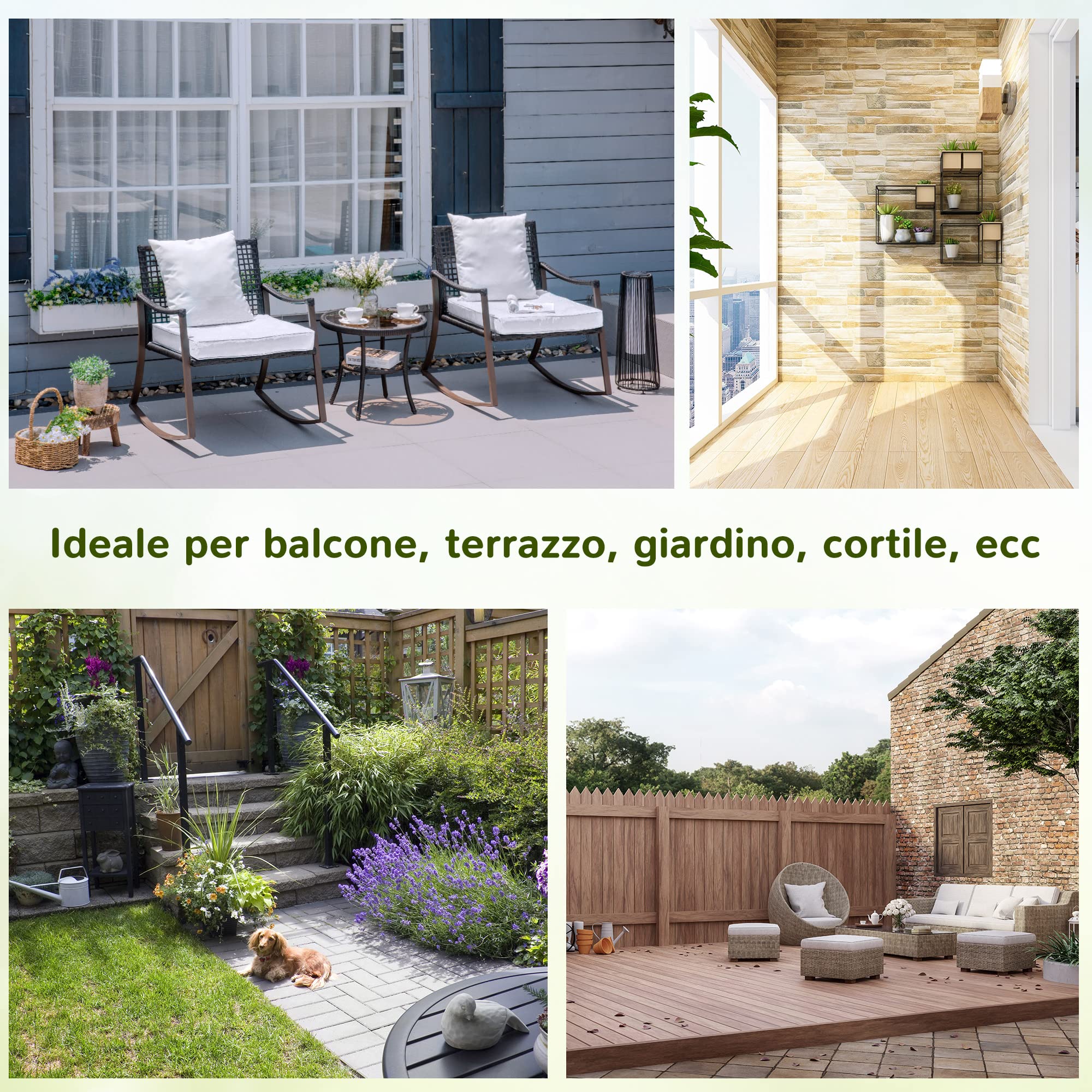 Outsunny Set 2 Sedie a Dondolo da Giardino con Tavolino con Cuscini Esterno Rattan Marrone