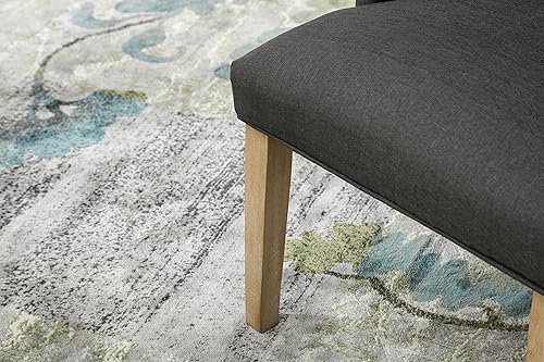 Miniatura 8 de Juego de sillas Roundhill Furniture, 2 sillas de madera maciza, sillón orejero con cabezas de clavos Carbón,Blanco,