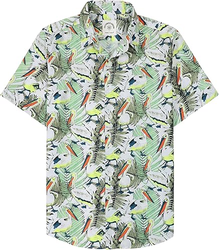 Dubinik® Hawaiian Shirt for Men Tropical Beach Shirt Mens Short Sleeve Button Do