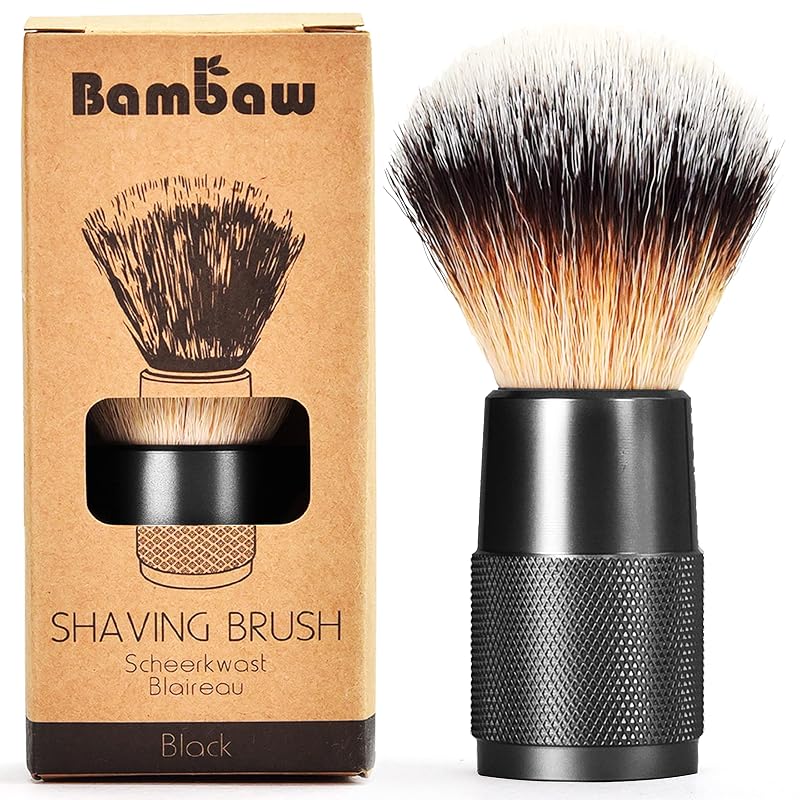 Bambaw Pincel de Barbear Sintético Preto com Cabo de Alumínio