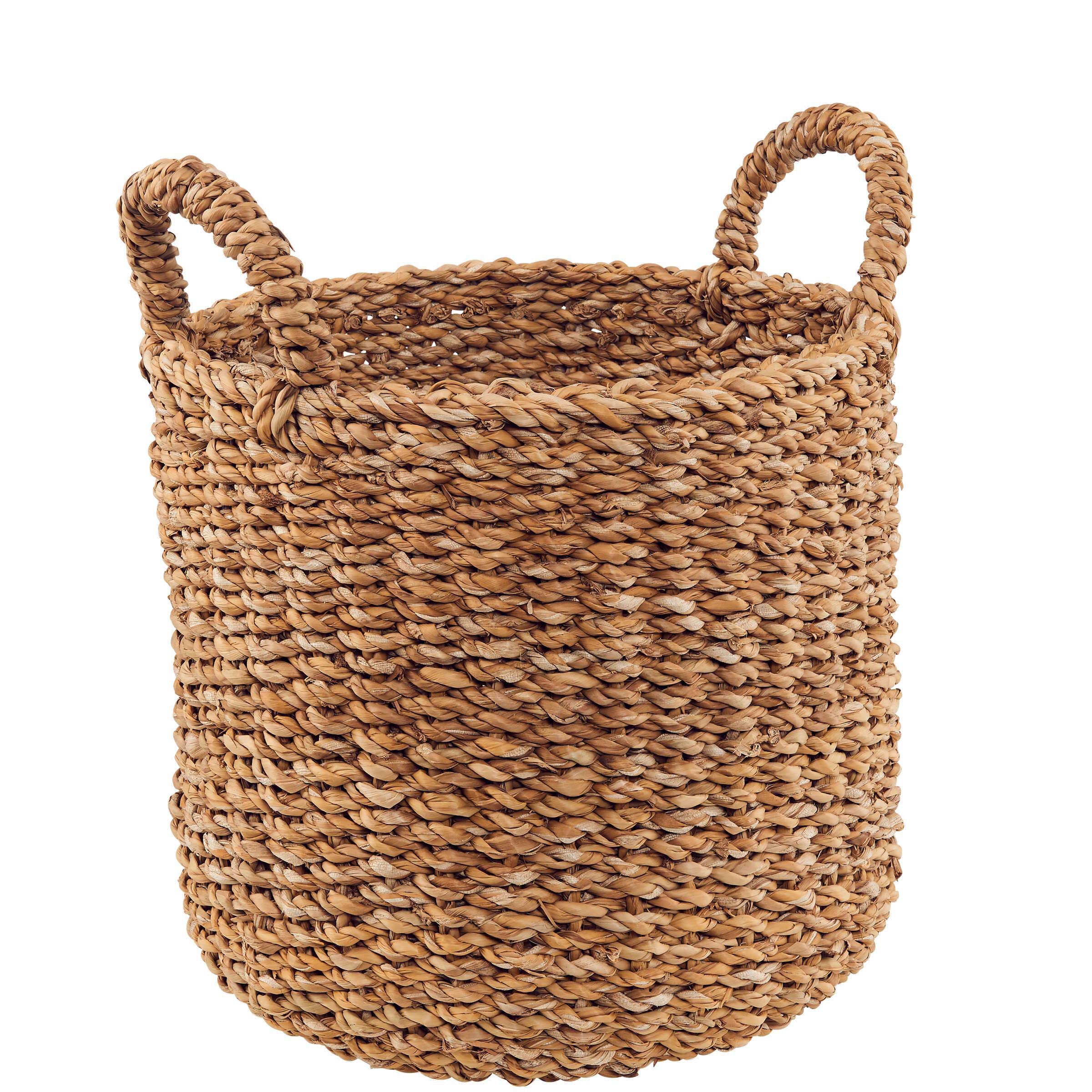 Boltze Korb Sophy 3-teilig (rund, mit Griffen, Aufbewahrungskörbe aus Seegras, natürliche Farben, Deko-Körbe im Boho Stil, Skandinavisch, ø 30-40 cm) 2952500