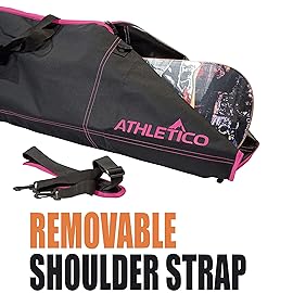 Athletico Two-Piece Snowboard and Boot Bag Combo | Store & Transport Snowboard Up to 165 CM and Boots Up To Size 13 | Includes 1 Snowboard Bag & 1 Boot Bag (Black with Pink Trim)