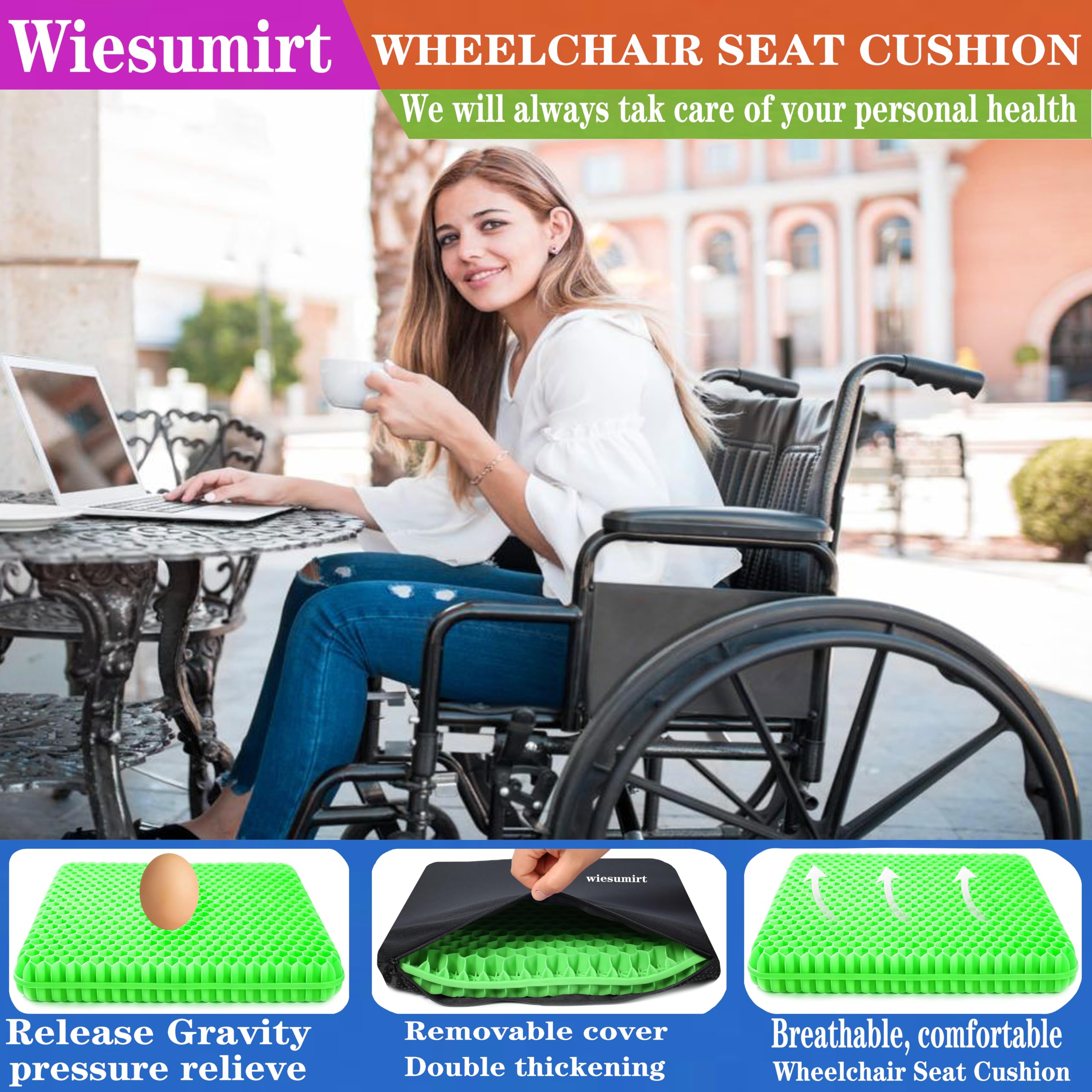 Cojín de asiento de gel de tamaño grande para sentarse durante mucho tiempo, cojín de asiento extragrande y grueso, espalda, cadera, ciática, alivio del dolor de coxis, uso para sillas de oficina,