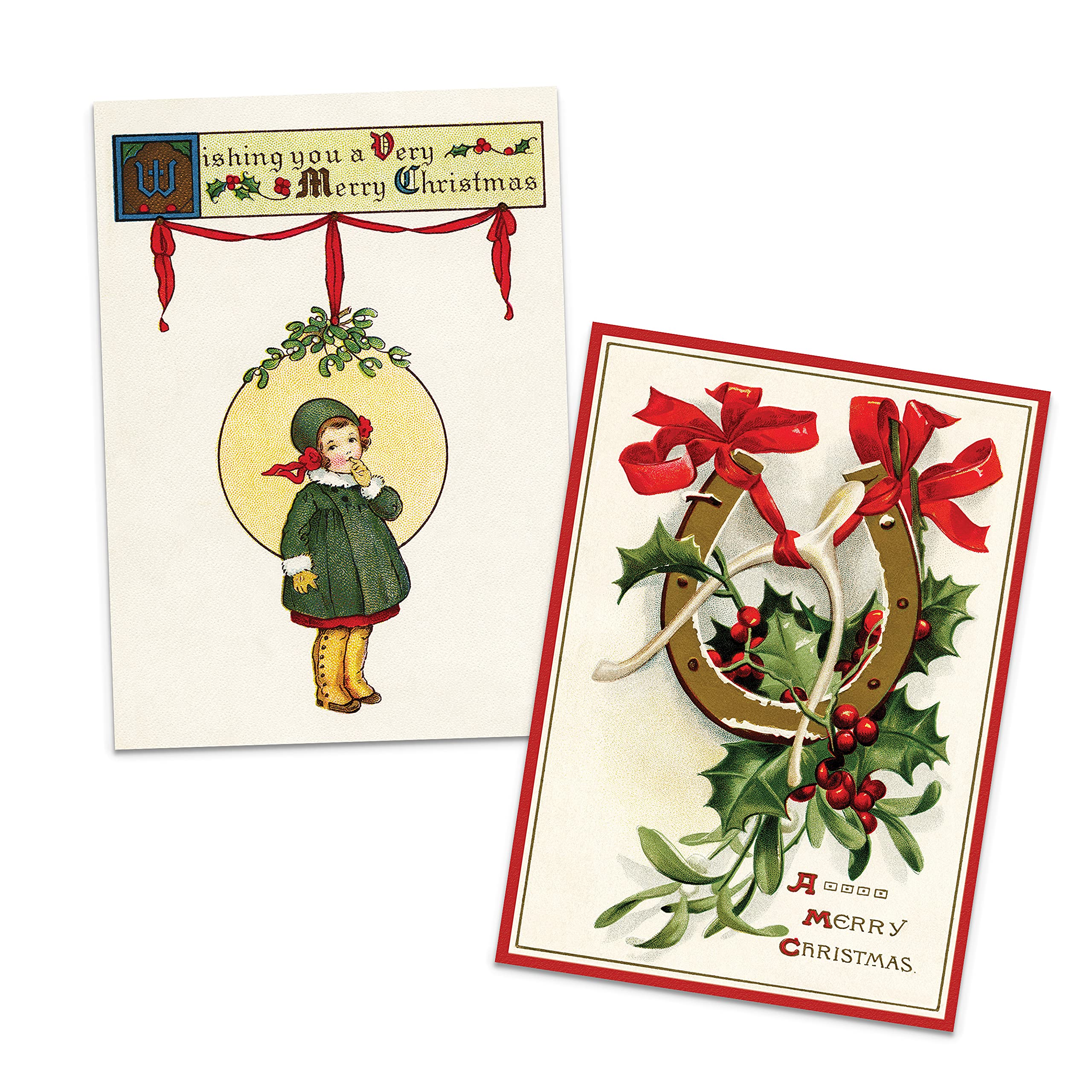 Christmas Greeting Card with Envelope Vintage Retro Victorian Edwardian Unique (Pack Set of 10 Cards), Multicoloured, Standard - Image 2