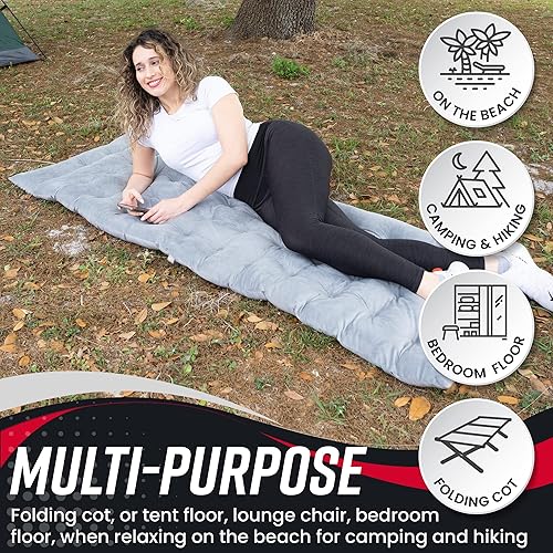 Miniatura 4 de Vaygway Colchón gris para cuna de campamento al aire libre, suave, cómodo, ligero, grueso, de algodón, impermeable, para adultos, niños