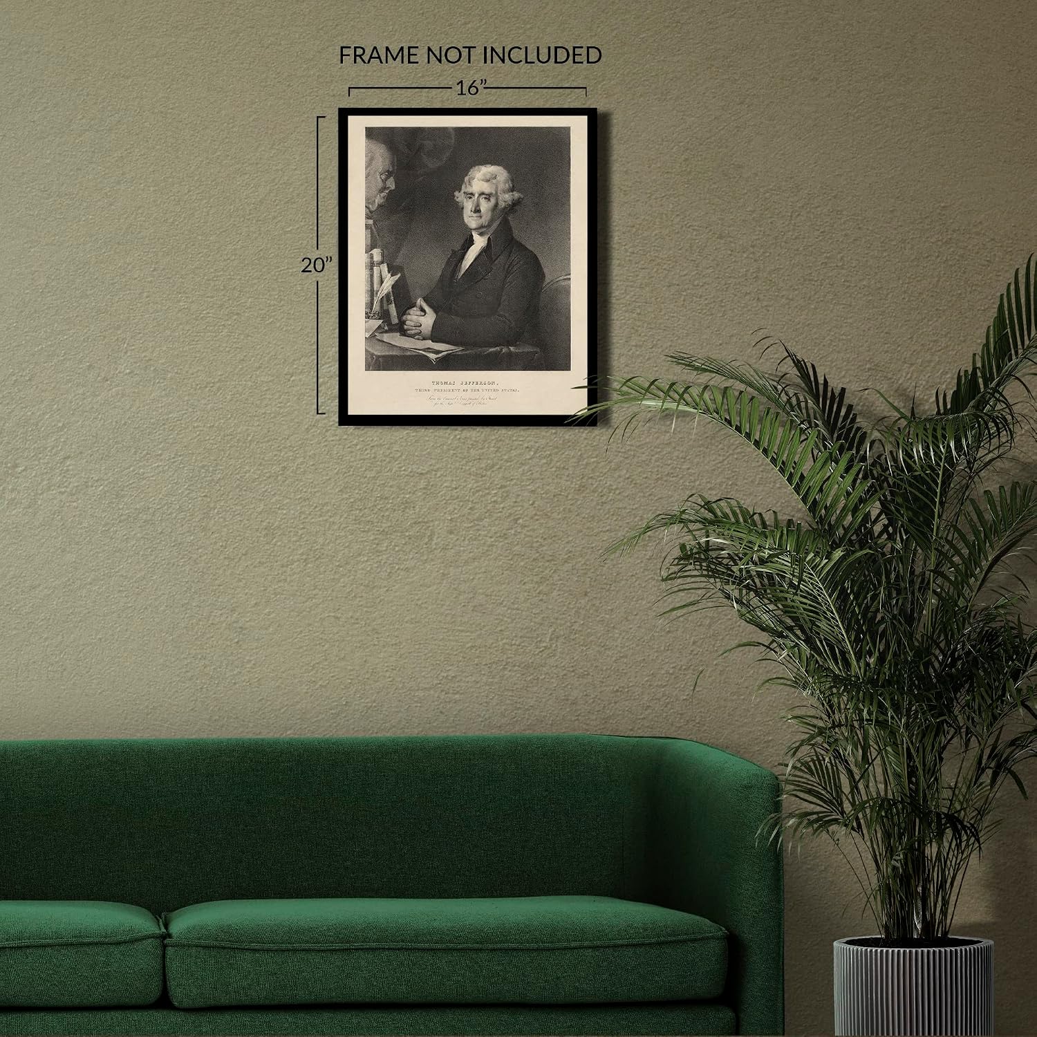 HISTORIX Vintage 1825 Thomas Jefferson Portrait Photo Print - 16x20 Inch Restored Photo of United States Third President Thomas Jefferson Wall Art